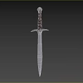 Detailed Medieval Sword 3D Model With Silver Blade And Ornate Hilt Design