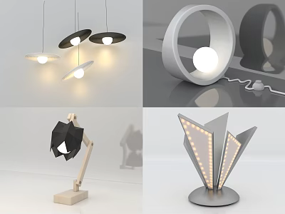 Modern Decorative Lights With Contemporary Geometric Design And Various Styles Including Pendant Table Lamps 3d model