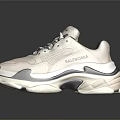 Light Colored Retro Sneakers with Black Accents and Air Cushion Sole Lace Up Sports Shoes