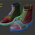 High Top Purple Red Leather Boots With Laces And Black Sole