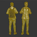 Man Wearing White Shirt Blue Jeans Black Backpack Front And Back View Standing