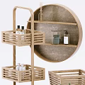 Wooden Bathroom Accessories Storage Organizer With Shelves Baskets Towel And Bottles