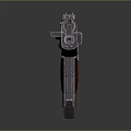 Assault Rifle With Wooden Stock Grip And Metallic Body On Reflective Surface