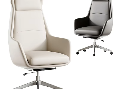 Modern Table And Chair Set With White Gray Leather Seats And Metal Swivel Base 3d model