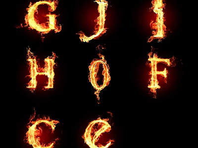Flame Style Alphabet Ornaments With Fiery Letters 3d model