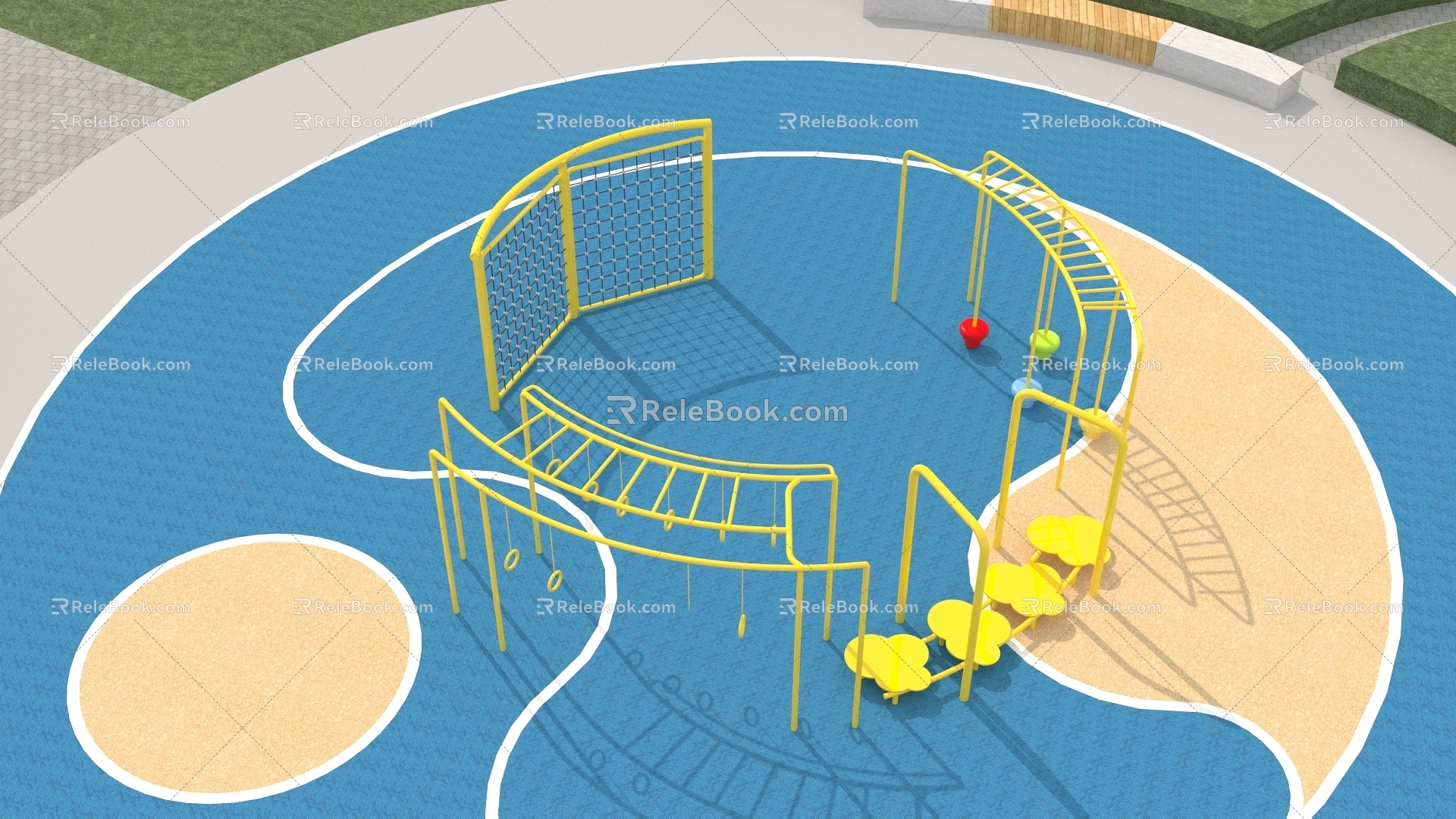 Children's physical fitness combination 3d model