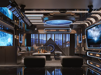 Futuristic KTV Room Design With High Tech Screens And Ambient Lighting 3d model