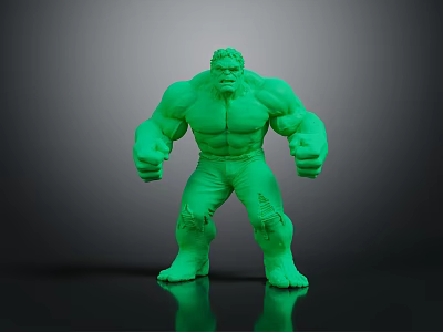 Green Muscular Hulk Action Figure In Dynamic Standing Pose For Collectors 3d model
