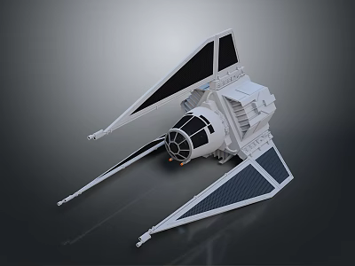 Detailed White TIE Fighter Model With Angular Wings And Cockpit Design 3d model