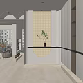 Middle ancient style cream-Ji rattan woven into the house partition porch 3d model