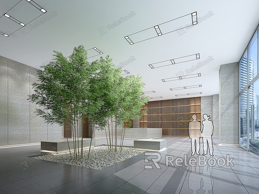 Modern Hall Office Lobby Bamboo model