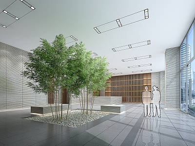 Modern Hall Office Lobby Bamboo model