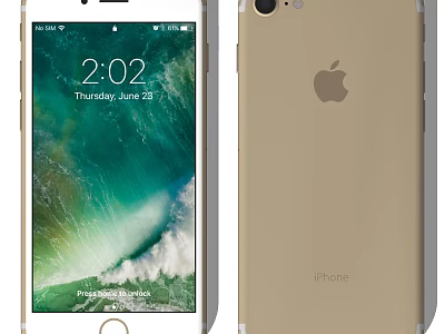 Gold iPhone Front Display With Ocean Wallpaper And ProRes Video Feature 3d model