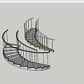 Modern Spiral Staircase Design with Curved Handrail and Steps Structure 3d model
