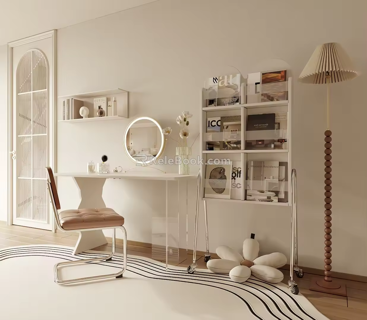 Cream style dressing table dressing table multi-function room 3d model