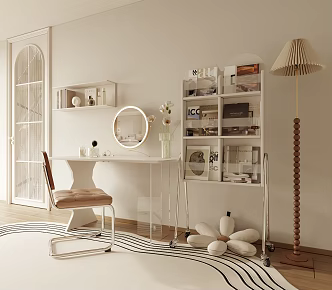 Cream style dressing table dressing table multi-function room 3d model