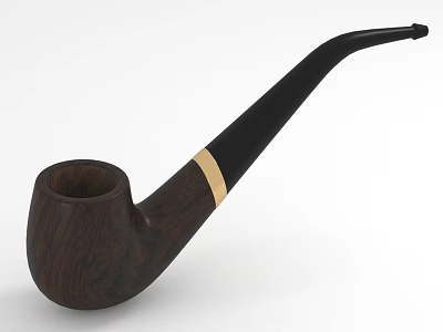 Decorative Ornament Set with Wooden Pipe Black Stem and Gold Accent 3d model