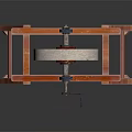 Traditional Electric Stone Mill Kitchen Appliance with Red Wooden Stand for Grinding Grains and Beans