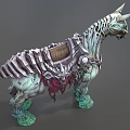 Mythical Skeleton Horse With Ornate Saddle Green Hooves And Red Accents