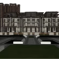 Modern Townhouse Exterior Design With Multi Unit Structure Green Lawn And Landscaped Garden