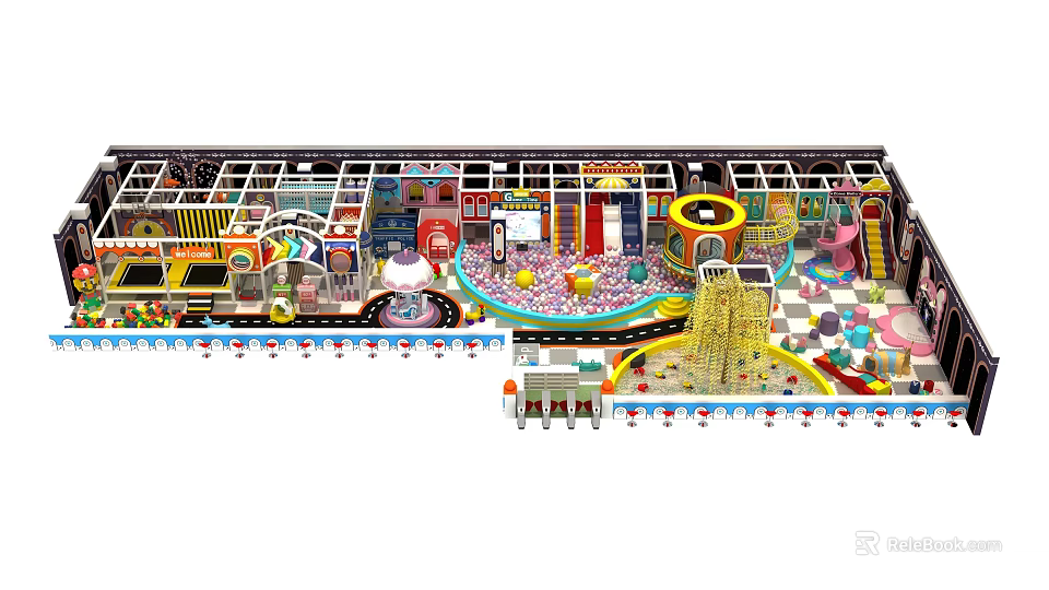 Commercial Playground Equipment For Large Indoor Kids Play Areas With Slides And Climbing Frames 3d model 
