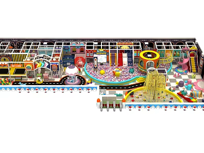 Commercial Playground Equipment For Large Indoor Kids Play Areas With Slides And Climbing Frames 3d model