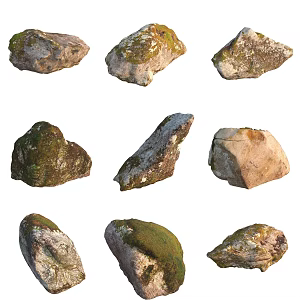 Moss Stone Boulder Rock 3d model