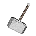 Golden Metallic Thor's Hammer Decorative Ornament With Striped Handle And Shiny Light Effect