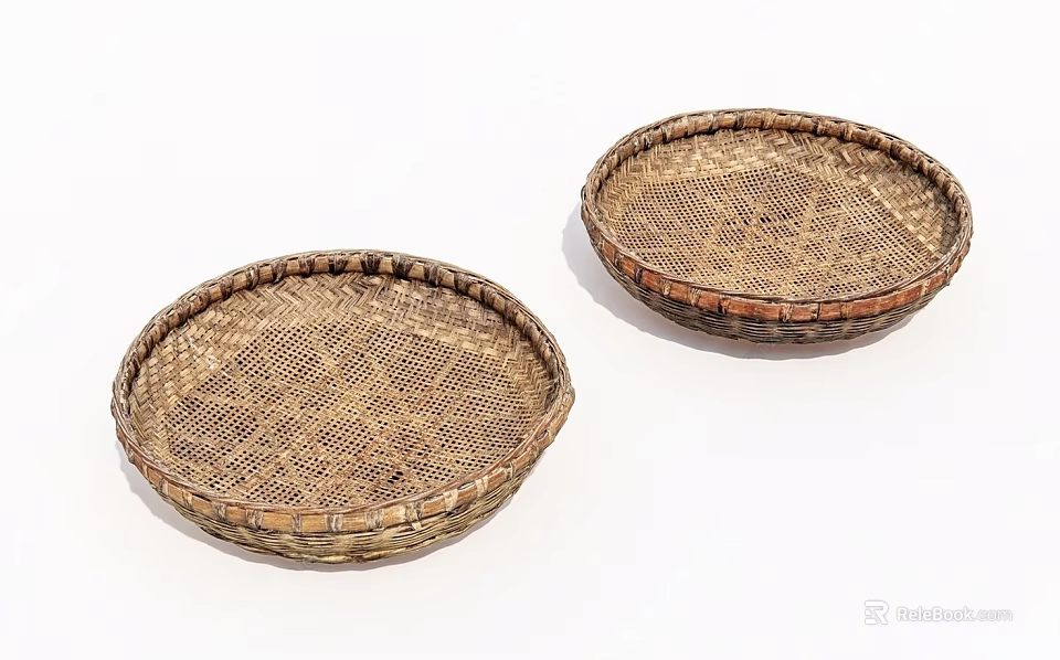 Kitchen Appliances Storage With Two Round Handwoven Baskets For Organizing 3d model