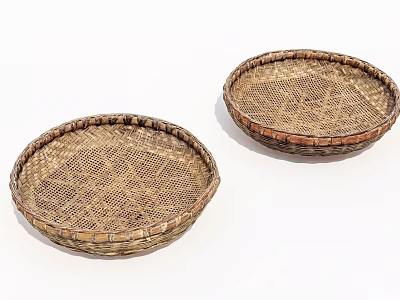 Kitchen Appliances Storage With Two Round Handwoven Baskets For Organizing 3d model