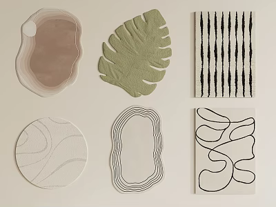 Stylish Shaped Rugs With Various Abstract Geometric Patterns And Forms 3d model