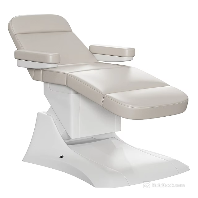 Modern Beige And White Medical Treatment Chair With Leather Upholstery Armrests And White Base 3d model 