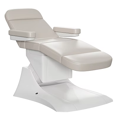 Modern Beige And White Medical Treatment Chair With Leather Upholstery Armrests And White Base 3d model