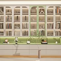 Cream Style Bookcase Open Bookcase Books Book Accessories Ornaments Bookcase High Cabinet for Adults 3d model