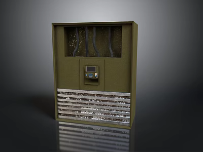 Modern Olive Green Furniture Cabinet With Glass Door Black Lines Control Panel And Louvered Bottom 3d model