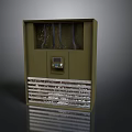 Modern Olive Green Furniture Cabinet With Glass Door Black Lines Control Panel And Louvered Bottom