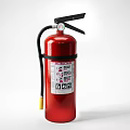 Red Fire Extinguisher With Black Handle Yellow Nozzle And Instruction Label For Fire Safety