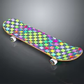 Colorful Checkered Skateboard Deck Design With White Wheels And Smooth Surface