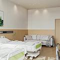 Modern Hospital Ward Interior With Comfortable Beds Green Plant Painting And Wooden Decor