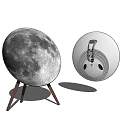 Creative Moon Surface Headphone Speaker With Circular Design And Tripod Stand