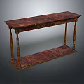 Vintage Wooden Console Table With Textured Top Surface And Lower Storage Shelf