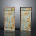 Vintage Rusted Metal Blue Green Double Doors with Rustic Texture