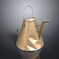 Golden Metal Daily Electrical Watering Can with Handle Spout and Wrinkled Design on Black Smooth Surface