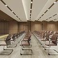 Spacious Modern Conference Room Interior With Neatly Arranged Seats And Large Projection Screen
