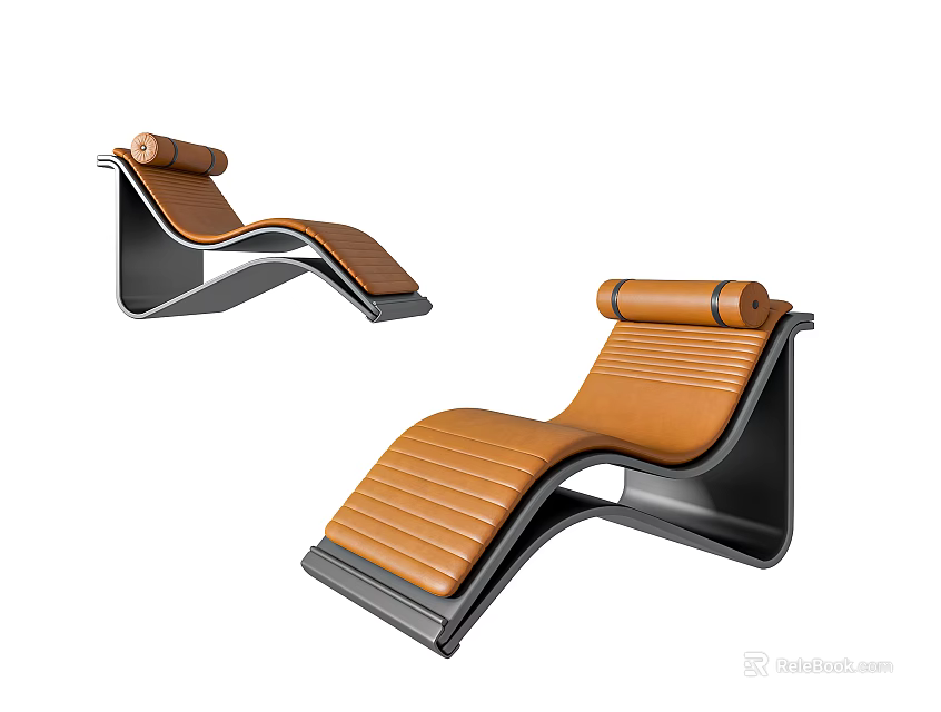 Modern Brown Leather Lounge Chair With Black Frame And Sleek Design 3d model 
