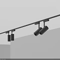 Black Track Mounted Downlights And Spotlights For Modern Ceiling Interior Design 3d model