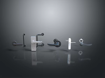 Modern Door Handles In Various Styles For Home Interior Hardware Use 3d model