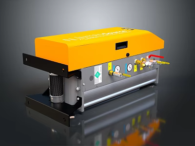 Efficient Compact Household Living Essential With Yellow Cover Gray Body Control Panel And Valves 3d model
