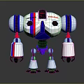 Police Robot With White Blue Red Color And Mechanical Arms Legs Design