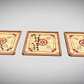 Set of Three Wooden Board Games with Colorful Markers and Pieces for Household Leisure